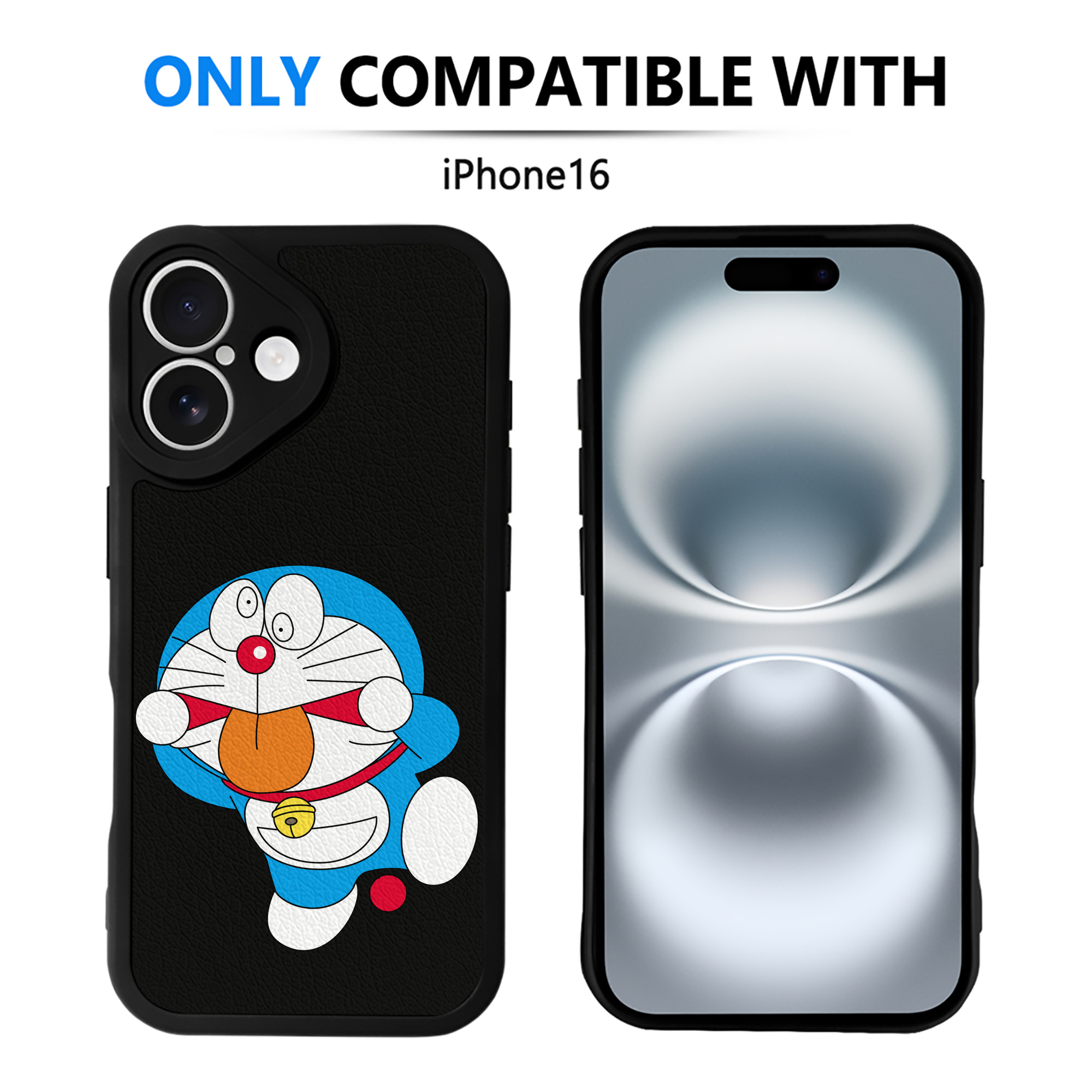 （画像用） ドラえもん Doraemon 【iPhone 16シリーズ対応】シリコンスマホケース（レザー調） 材質：シリコン